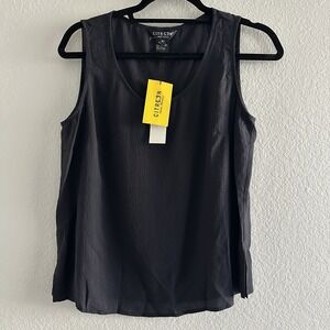 Citron Santa Monica Tank Top Womens Small Black 100% Crinkle Silk Sleeveless New